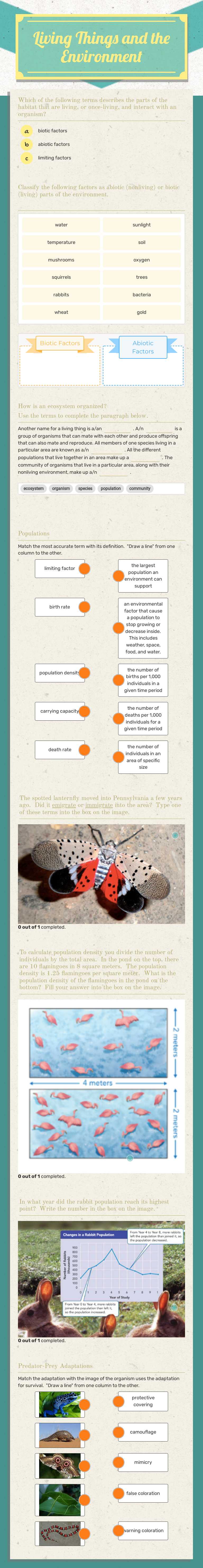 Living Things and the Environment worksheet preview image
