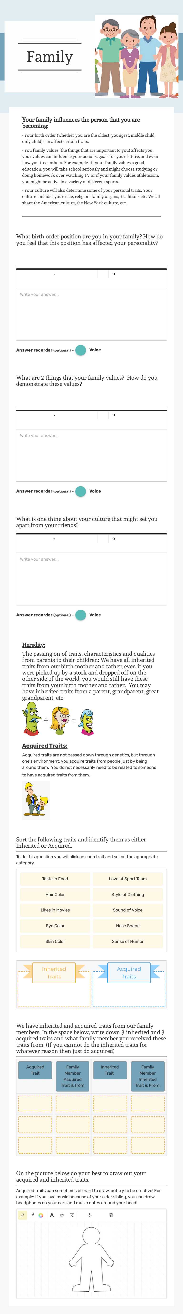 Family worksheet preview image