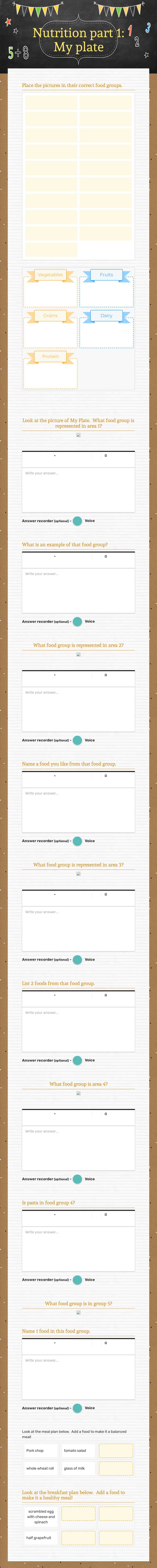 Nutrition part 1: My plate worksheet preview image