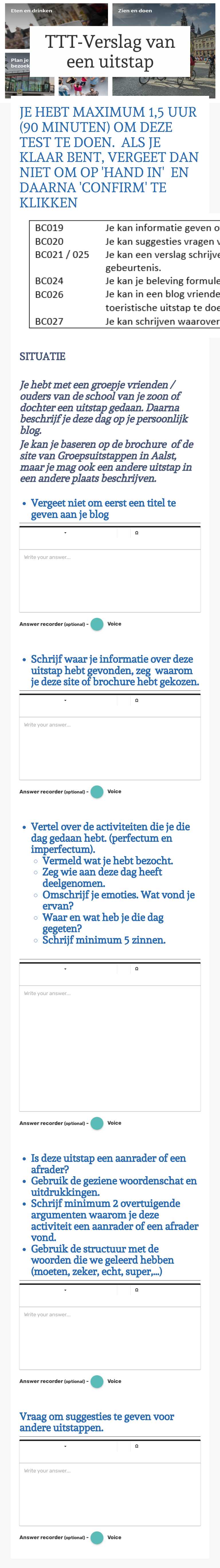 TTT-Verslag van een uitstap worksheet preview image