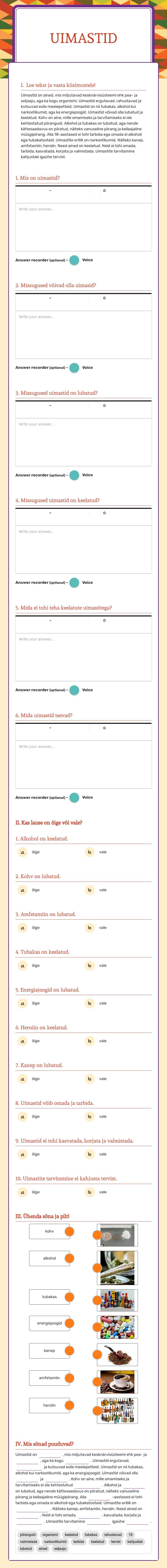 Uimastid Grade 5 worksheet preview