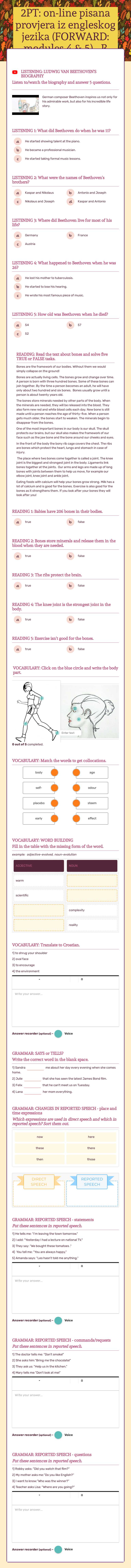 2PT: on-line pisana provjera iz engleskog jezika (FORWARD: modules 4 & 5) - B worksheet preview image
