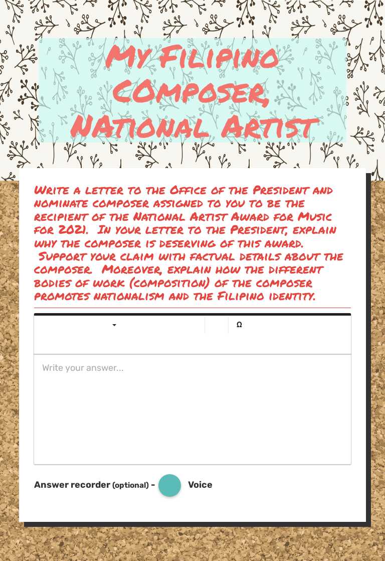 My Filipino COmposer, NAtional Artist worksheet preview image