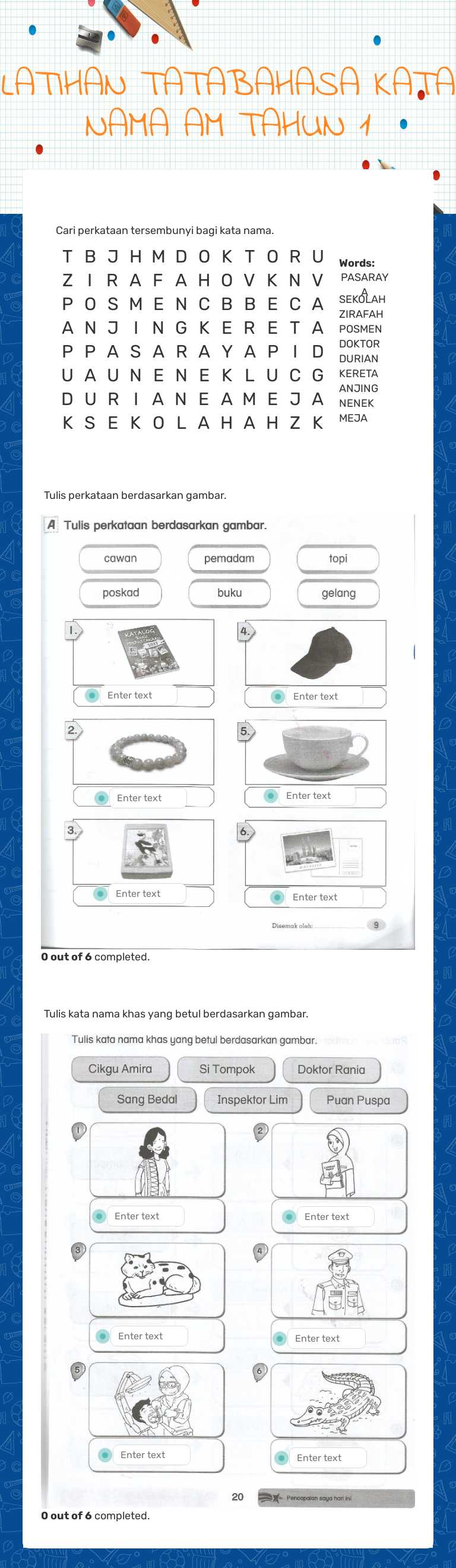 LATIHAN TATABAHASA
KATA NAMA AM TAHUN 1 worksheet preview image