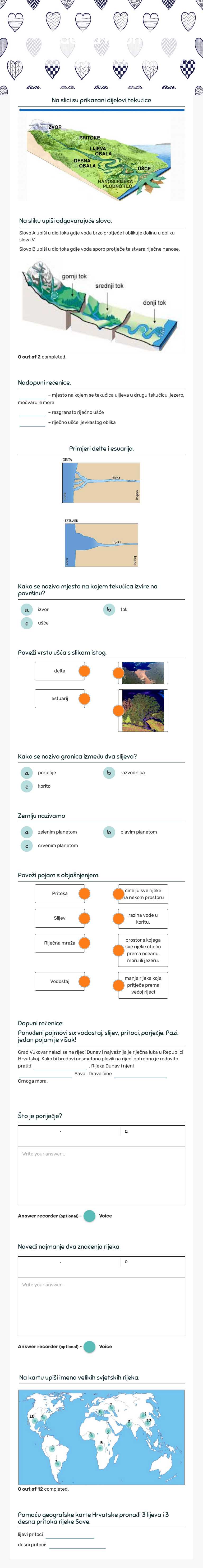 Vode na kopnu - tekućice worksheet preview image