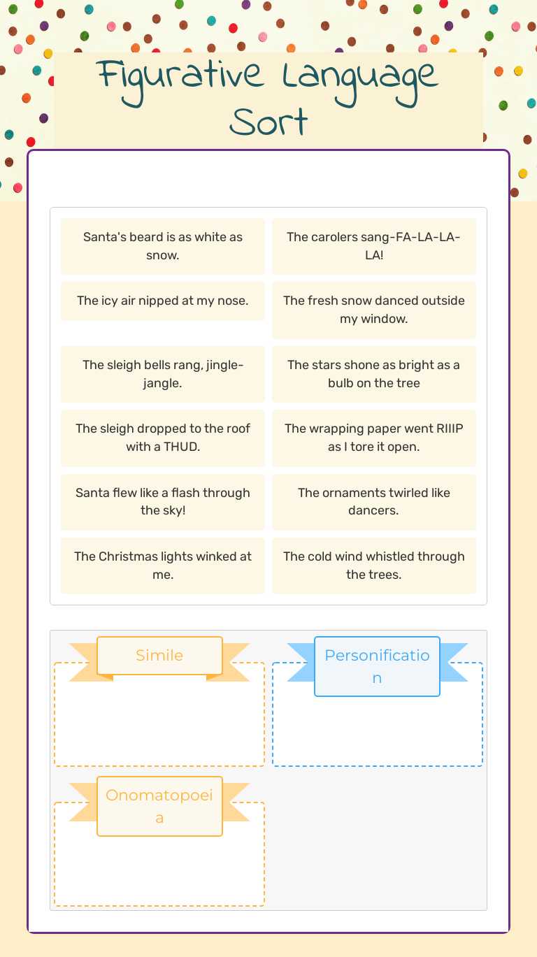 Figurative Language Sort worksheet preview image