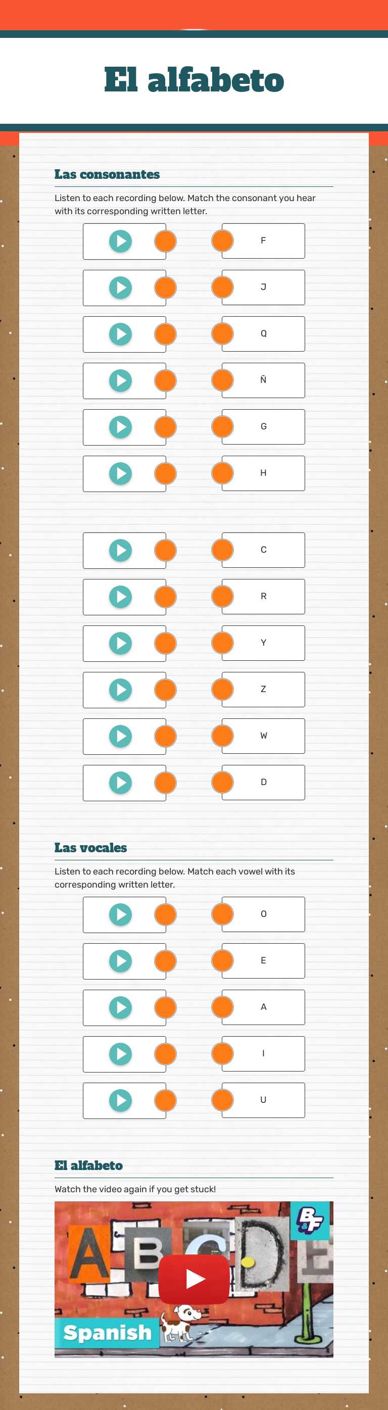 El alfabeto worksheet preview image