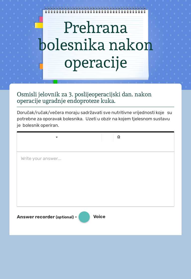 Prehrana bolesnika nakon operacije worksheet preview image