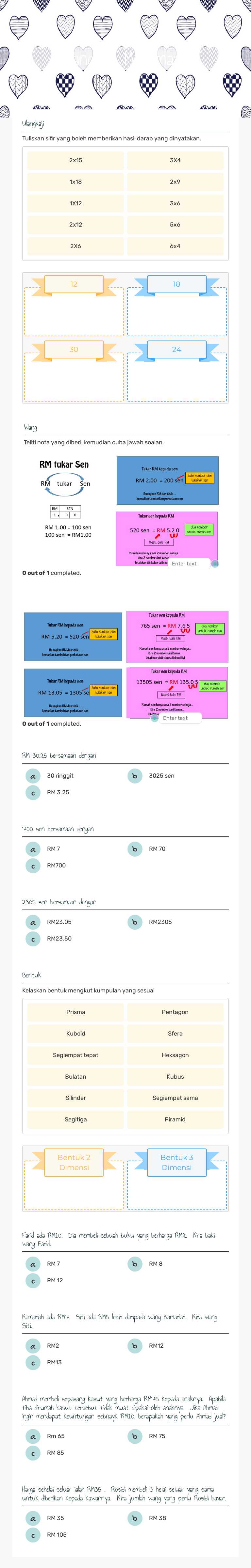Ulangkaji Matematik Grade 6 worksheet preview