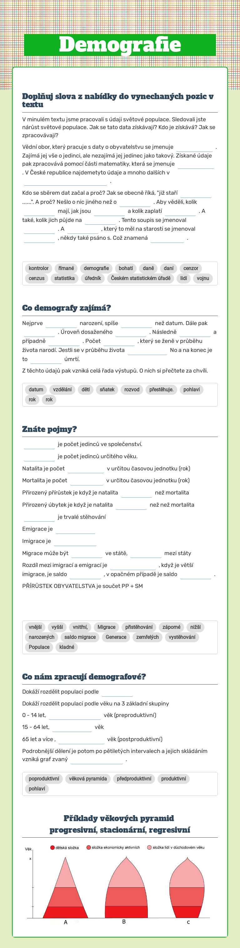 Demografie Grade 8 worksheet preview