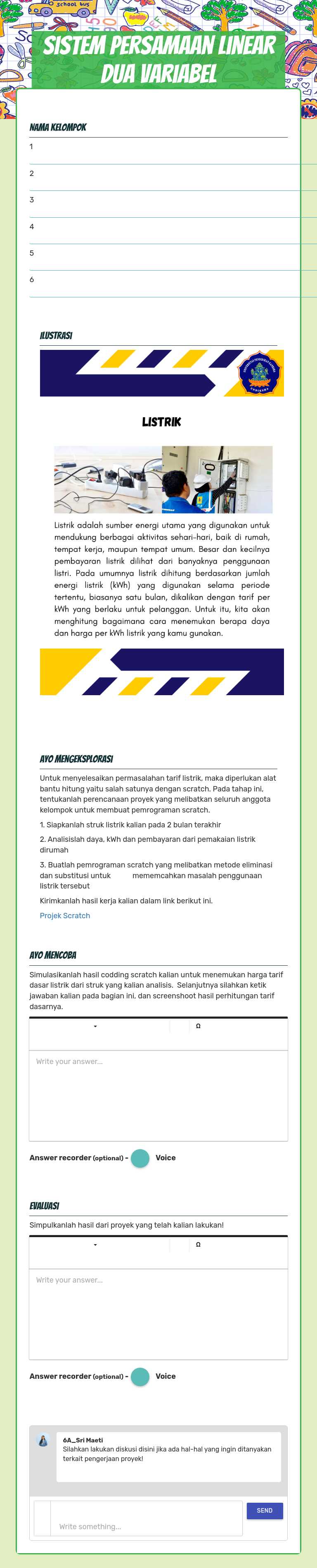 Sistem Persamaan Linear Dua Variabel worksheet preview image