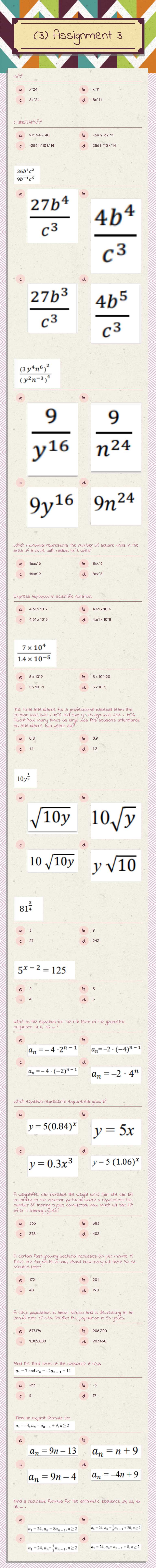 (3) Assignment 3 worksheet preview image