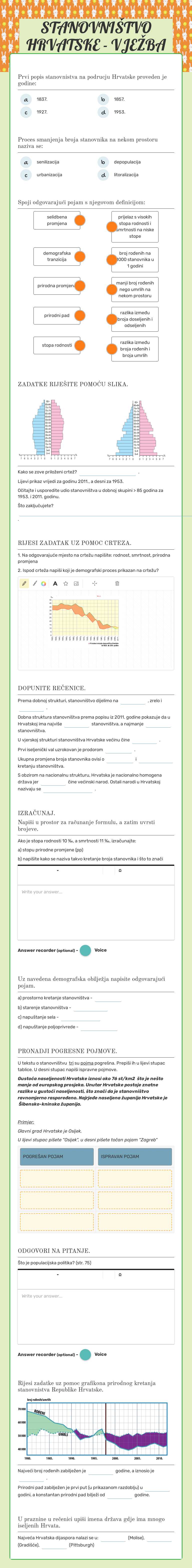 STANOVNIŠTVO HRVATSKE - VJEŽBA Grade 8 worksheet preview