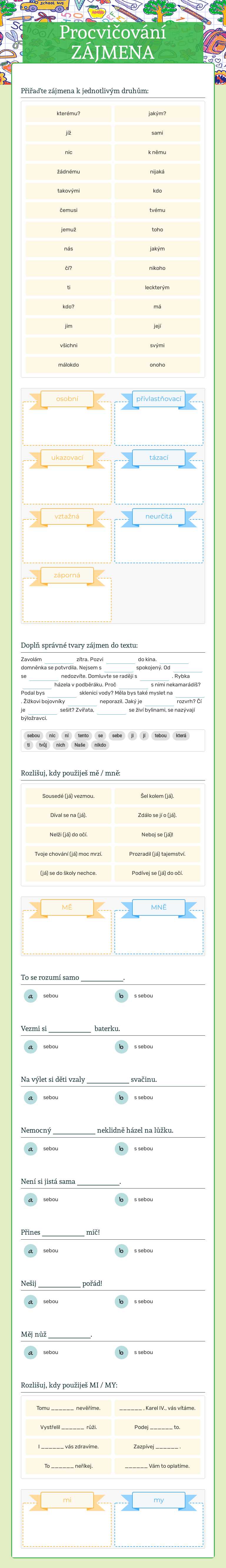 Procvičování 
ZÁJMENA Grade 5 worksheet preview