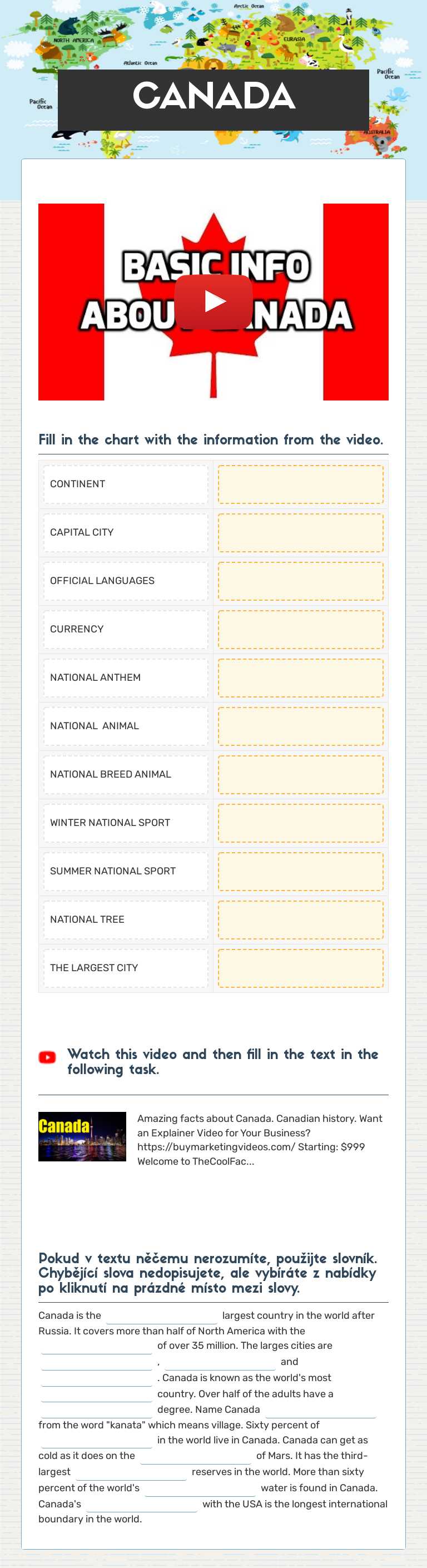 CANADA worksheet preview image