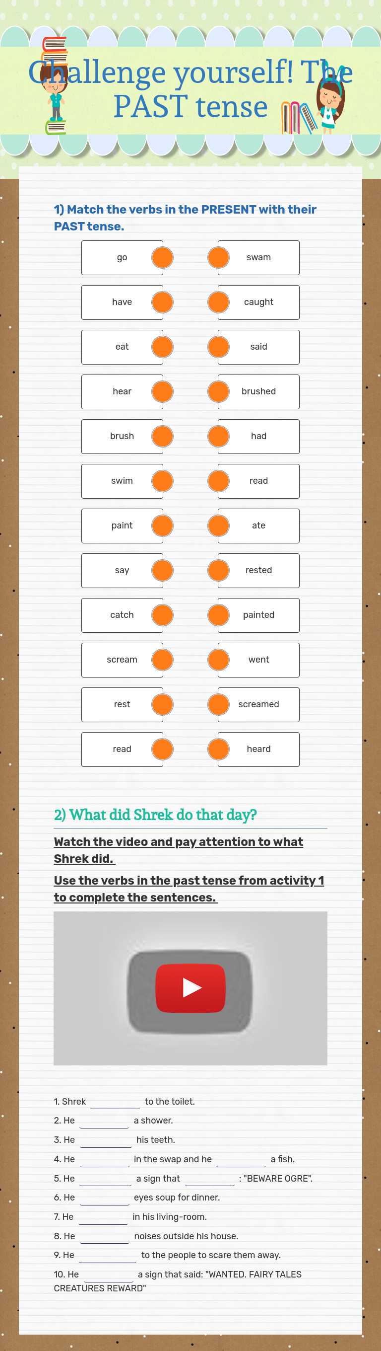 Challenge yourself!
The PAST tense worksheet preview image