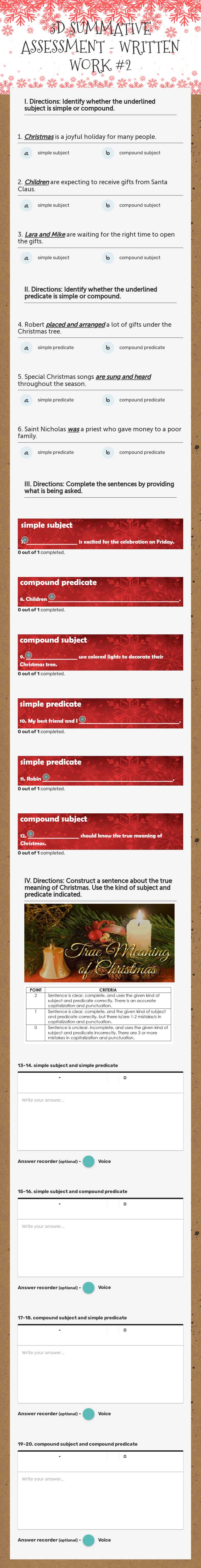 3D SUMMATIVE ASSESSMENT - WRITTEN WORK #2 worksheet preview