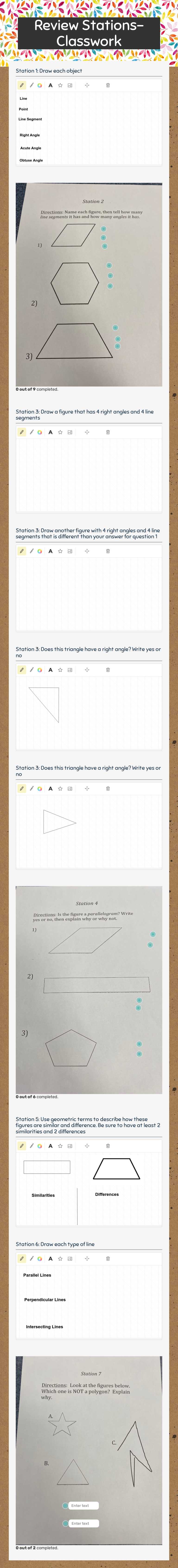 Review Stations- Classwork worksheet preview image