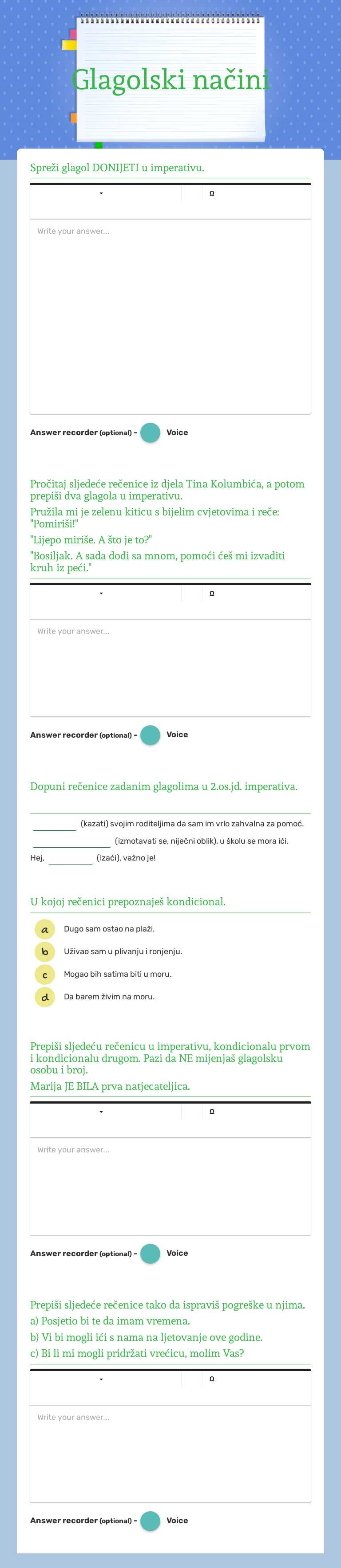 Glagolski načini Grade 6 worksheet preview