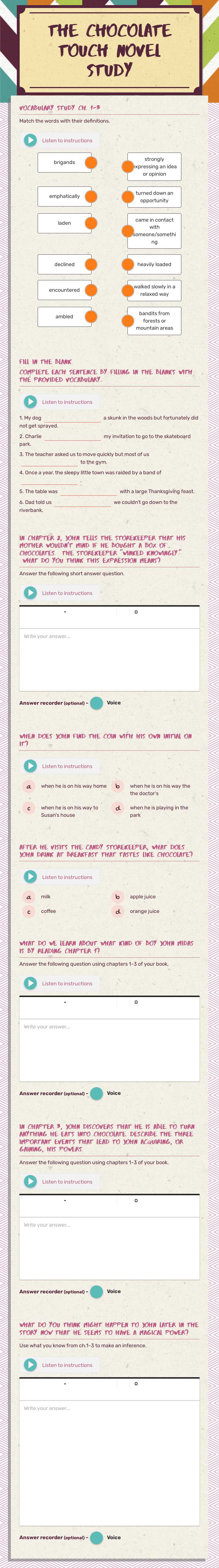 The Chocolate touch
Novel study worksheet preview image