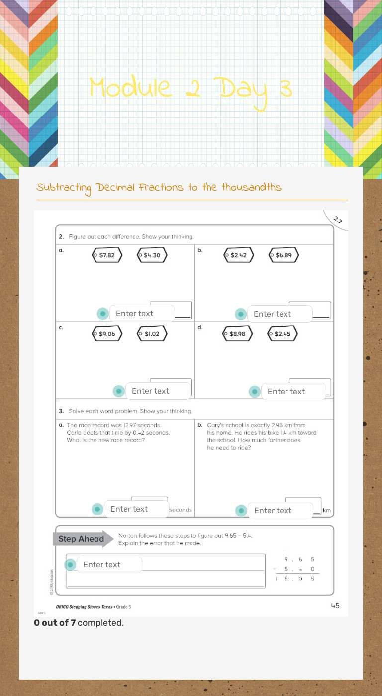 Module 2 Day 3 Grade 5 worksheet preview