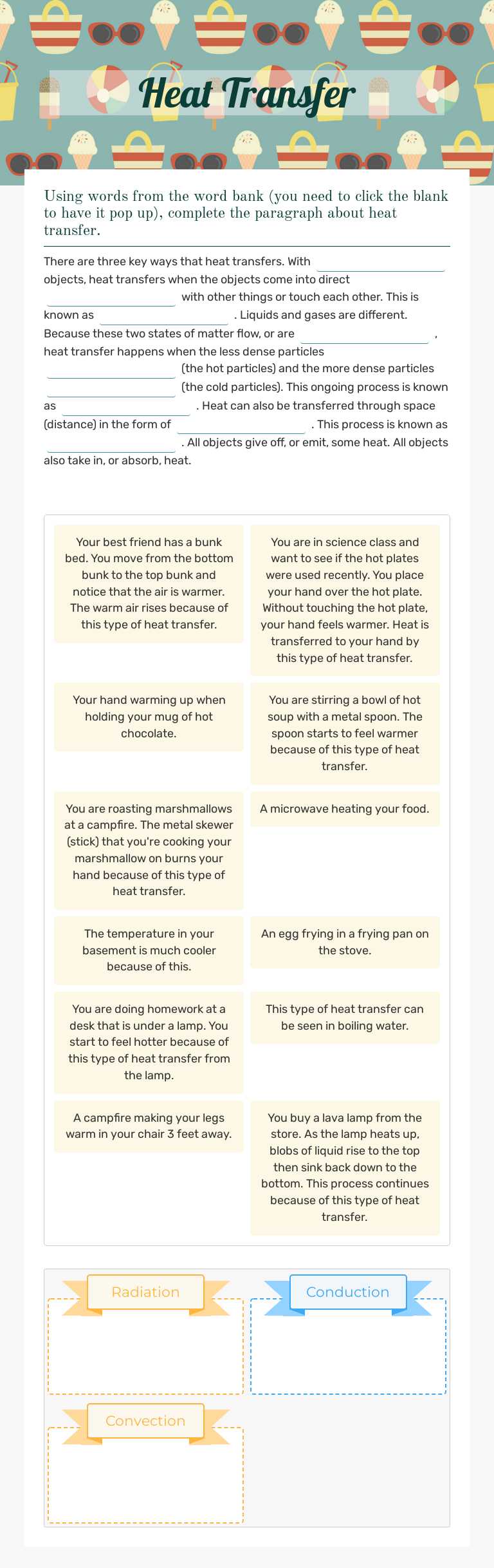 Heat Transfer Grade 6 worksheet preview