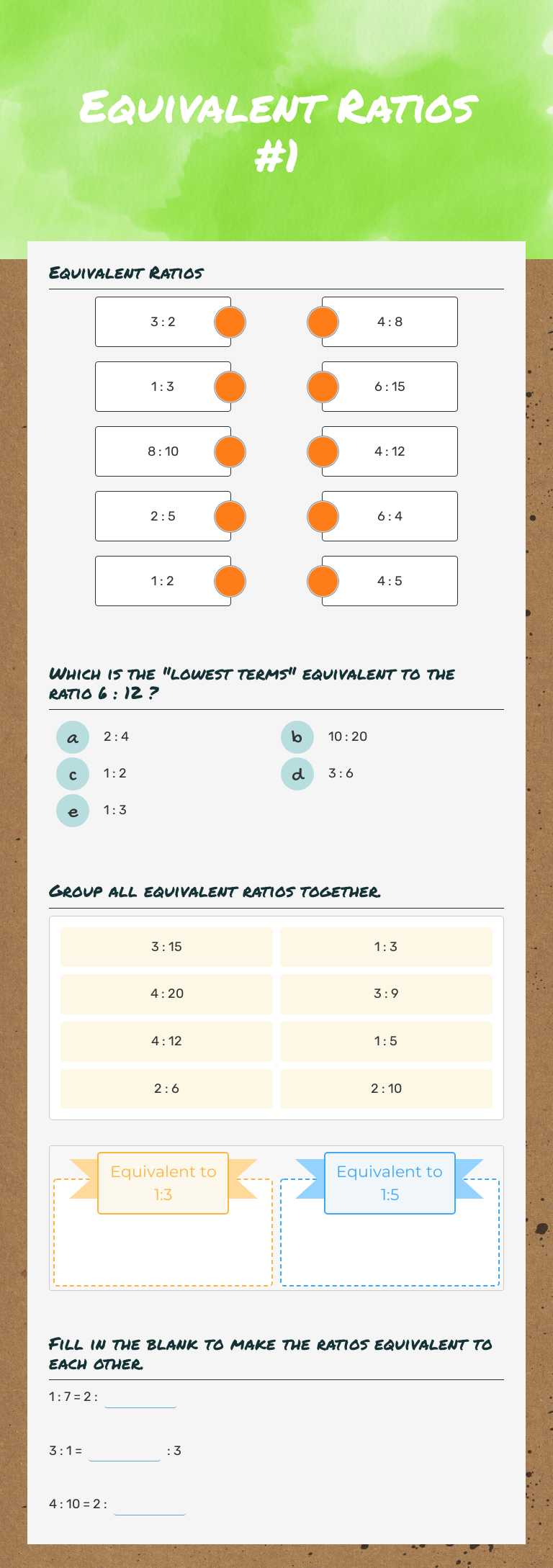 Equivalent
Ratios #1 worksheet preview image