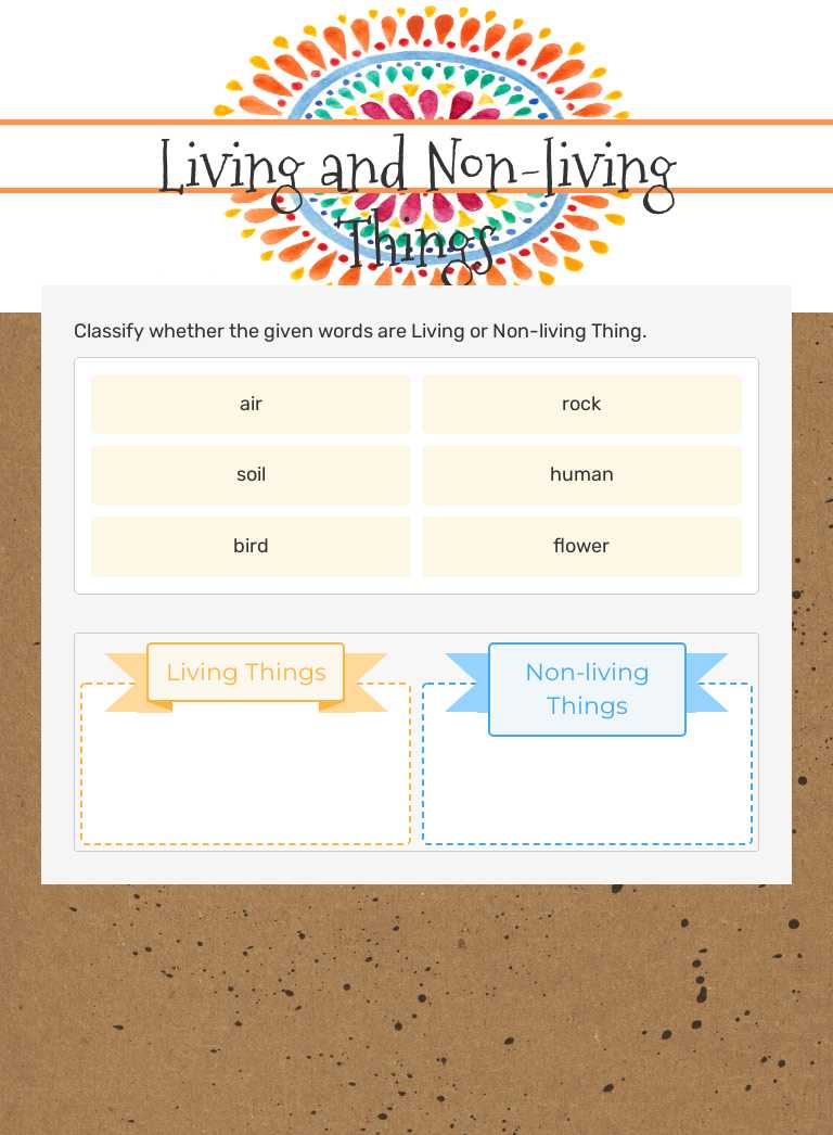 Living and Non-living Things worksheet preview image