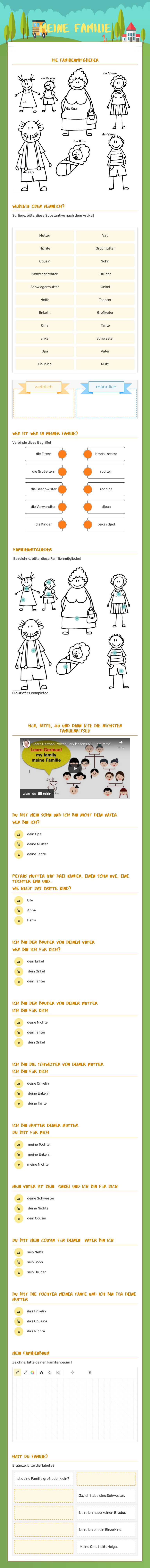 Meine Familie worksheet preview image
