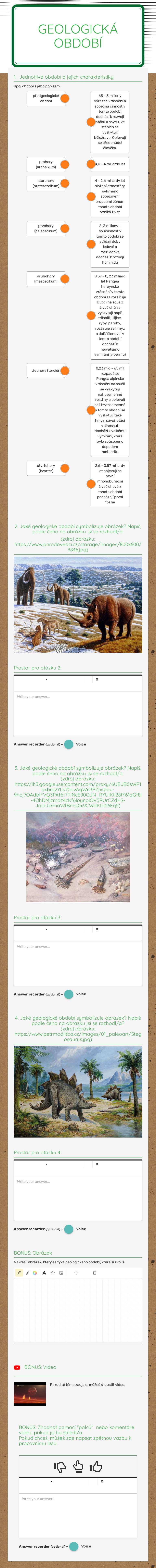 geologická období worksheet preview image