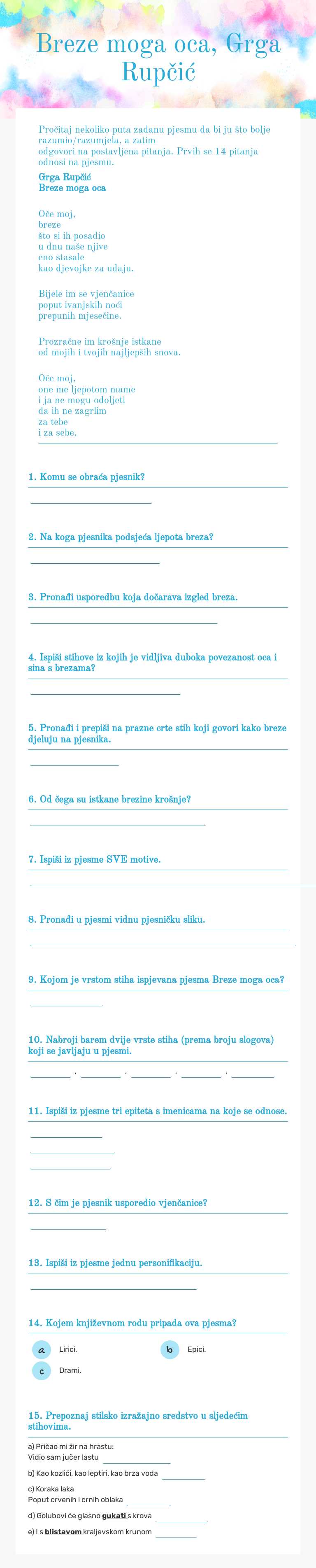 Breze moga oca,
Grga Rupčić worksheet preview image