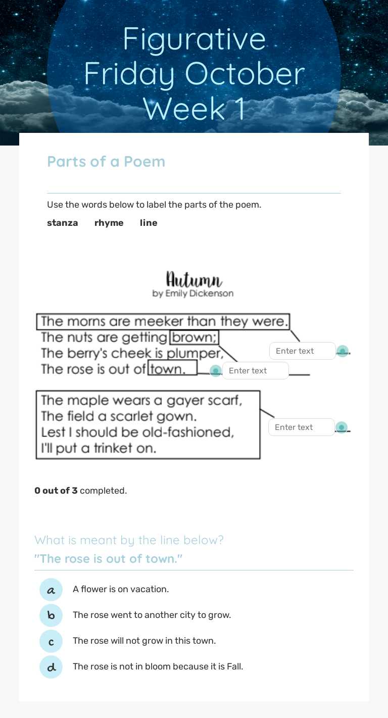 Figurative Friday October Week 1 worksheet preview image