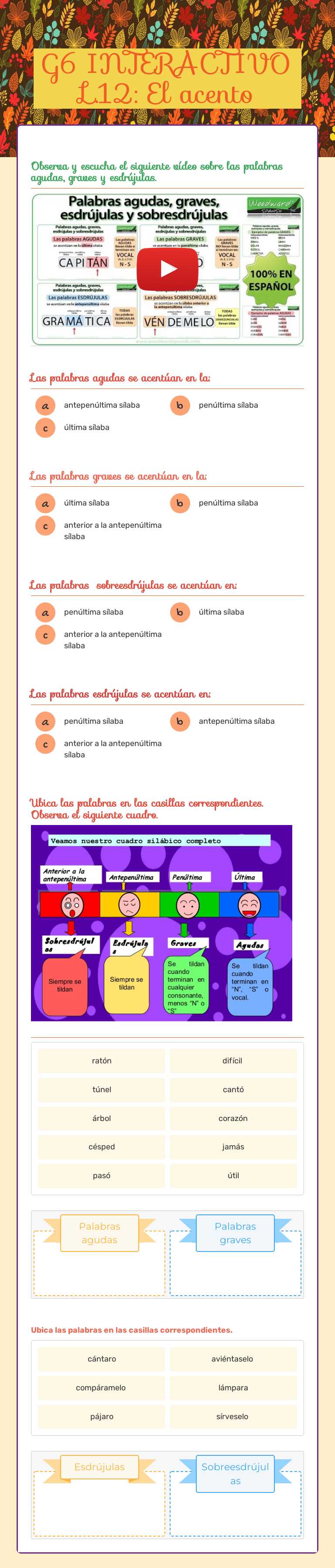 G6 INTERACTIVO L.12: El acento Grade 6 worksheet preview