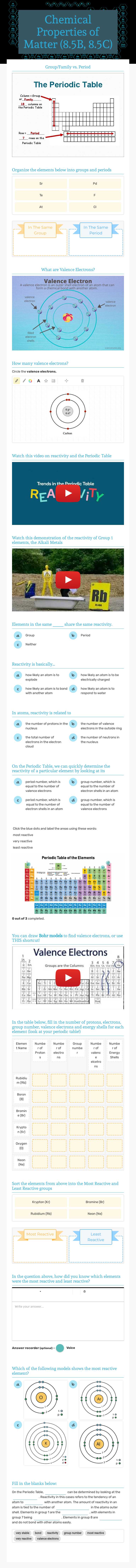 Chemical Properties of Matter (8.5B, 8.5C) Grade 8 worksheet preview