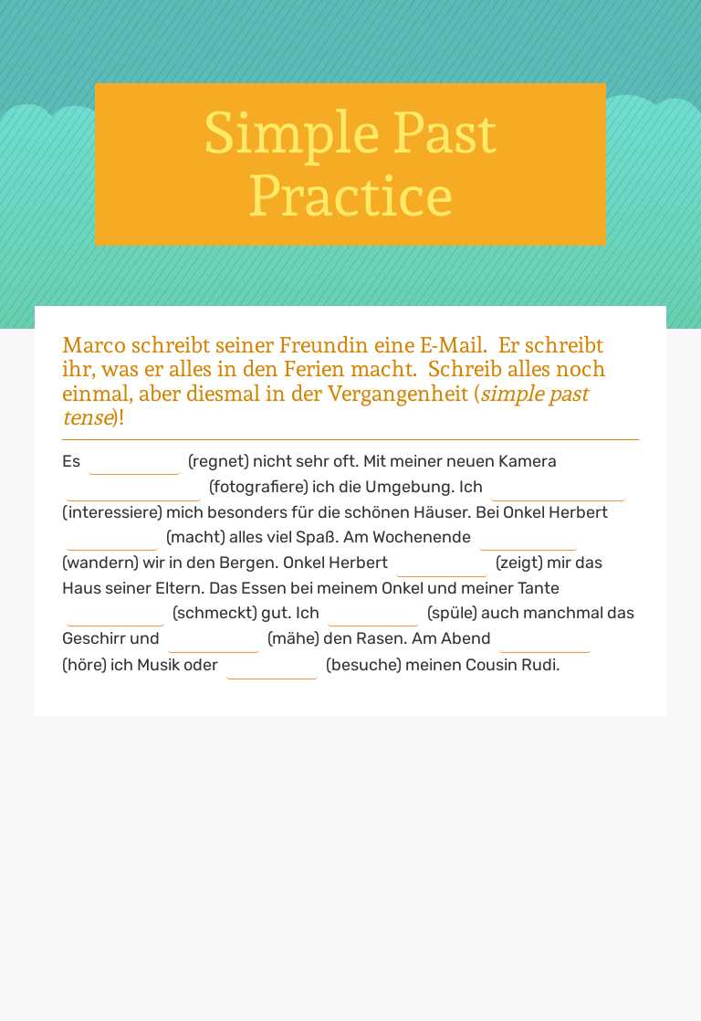 Simple Past Practice Grade 10 worksheet preview