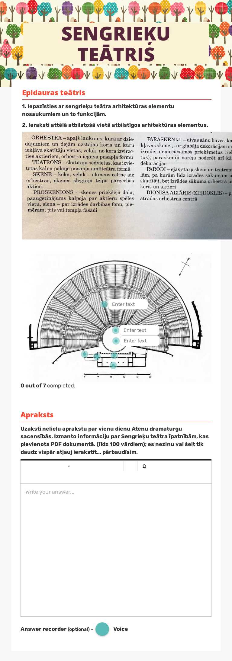 SENGRIEĶU TEĀTRIS worksheet preview image