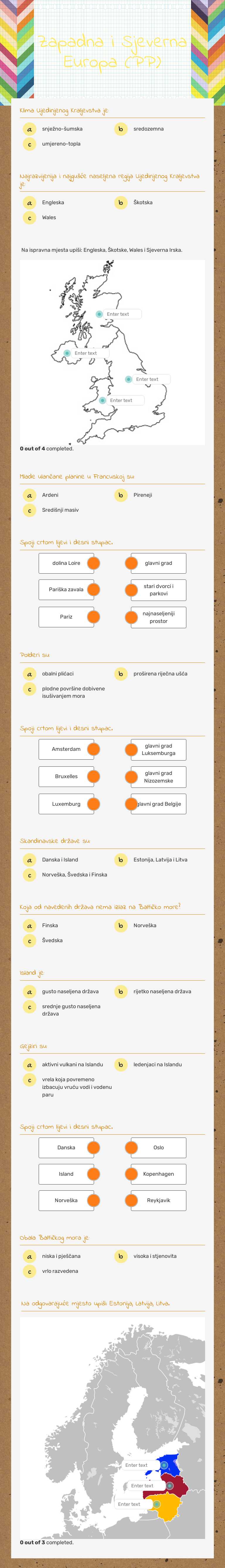 Zapadna i Sjeverna Europa (PP) worksheet preview image