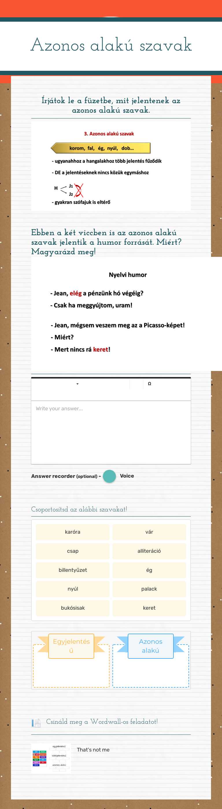 Azonos alakú szavak worksheet preview