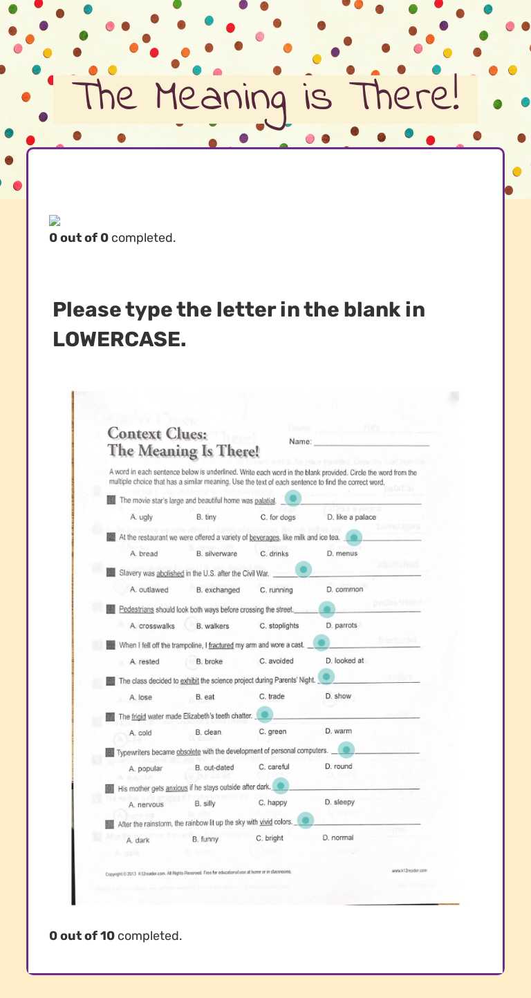 The Meaning is There! worksheet preview image