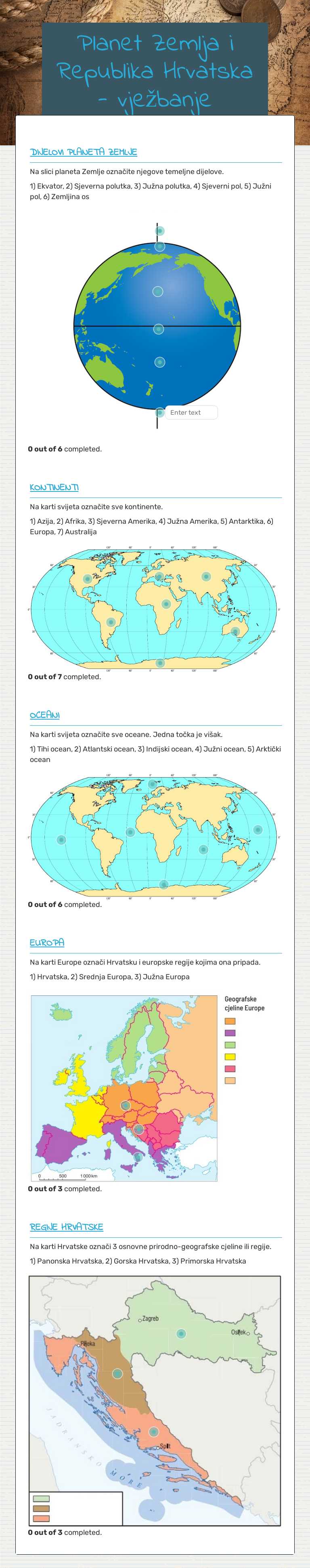 Planet Zemlja i Republika Hrvatska
- vježbanje worksheet preview image