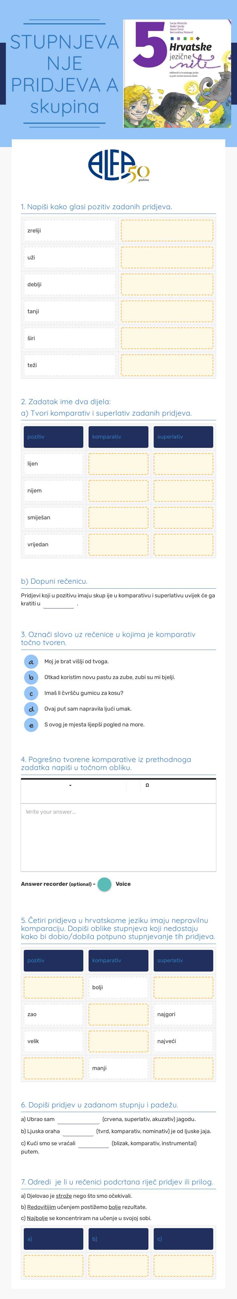 STUPNJEVANJE PRIDJEVA
A skupina worksheet preview image