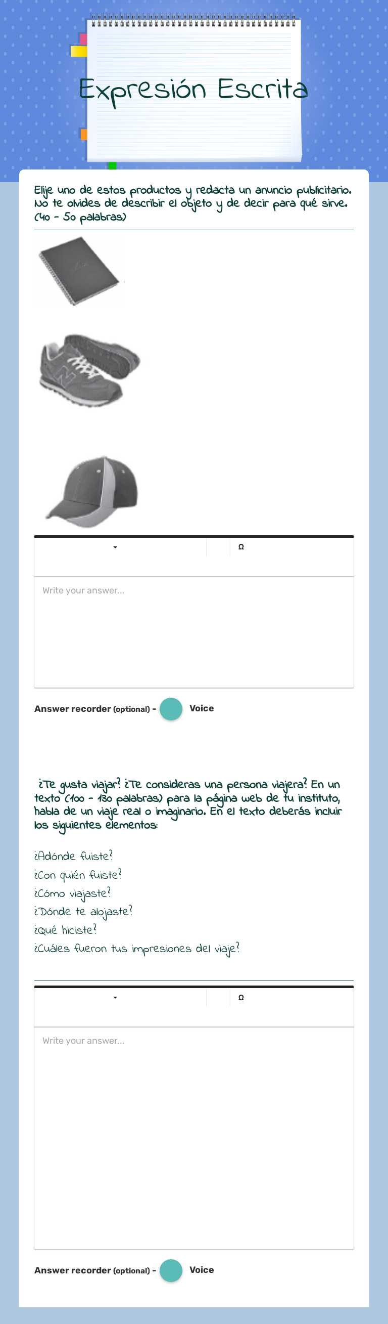 Expresión Escrita worksheet preview image