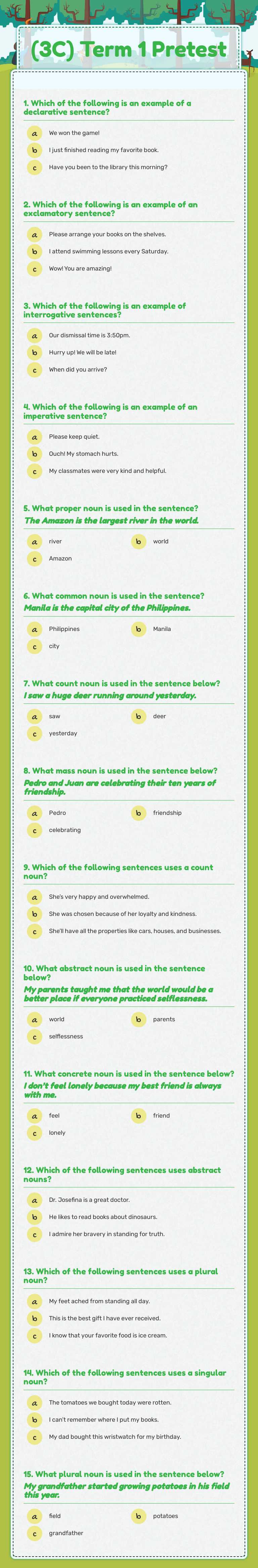 (3C) Term 1 Pretest worksheet preview image