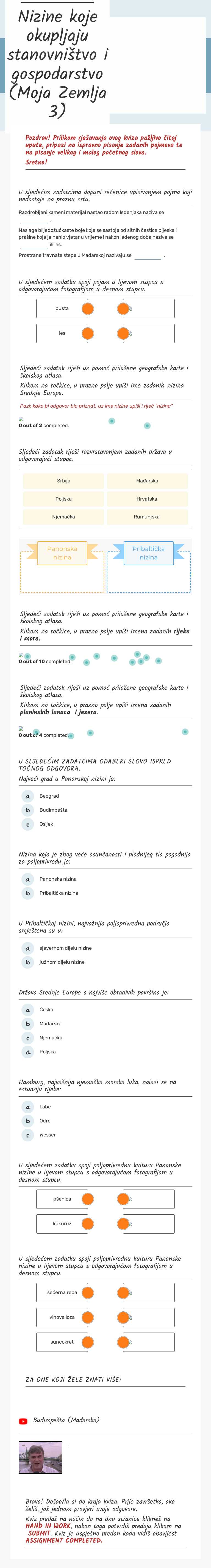 Nizine koje okupljaju stanovništvo i gospodarstvo (Moja Zemlja 3) worksheet preview image