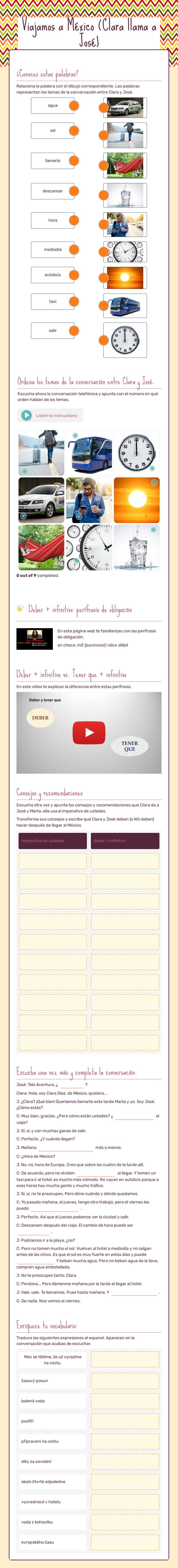 Viajamos a México (Clara llama a José) worksheet preview image