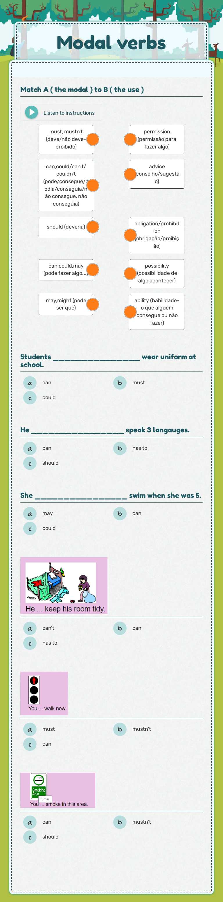 Modal verbs worksheet preview image