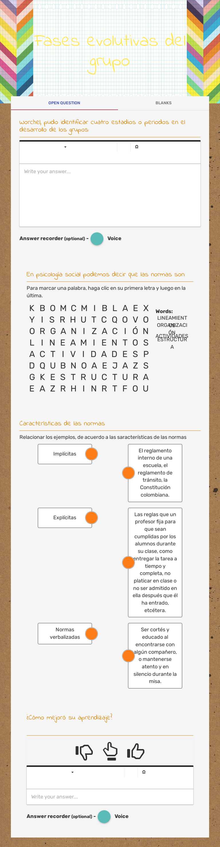 Fases evolutivas del grupo worksheet preview image