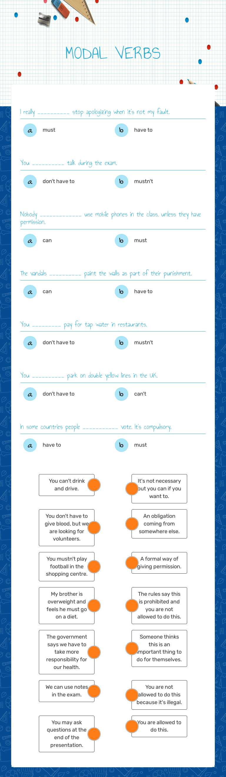 MODAL VERBS worksheet preview image