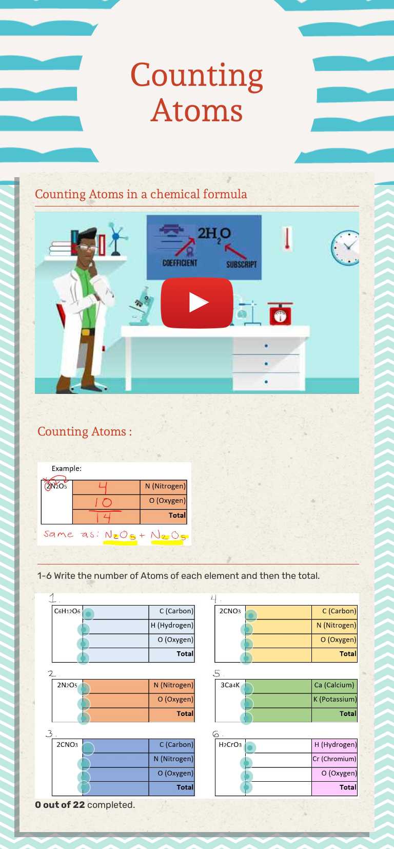 Counting Atoms worksheet preview image