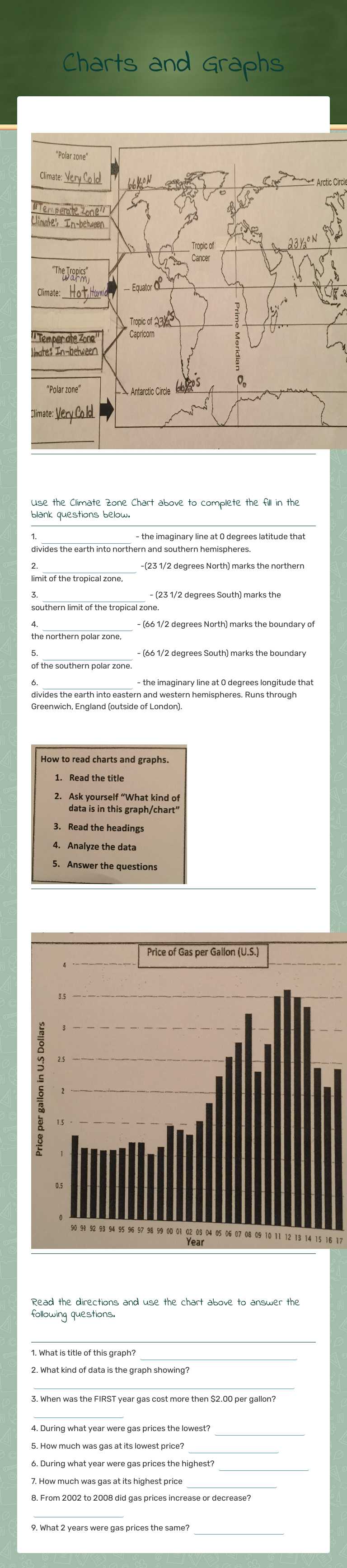 Charts and Graphs Grade 6 worksheet preview